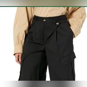 Baggy oversize asymmetric black cargo pants